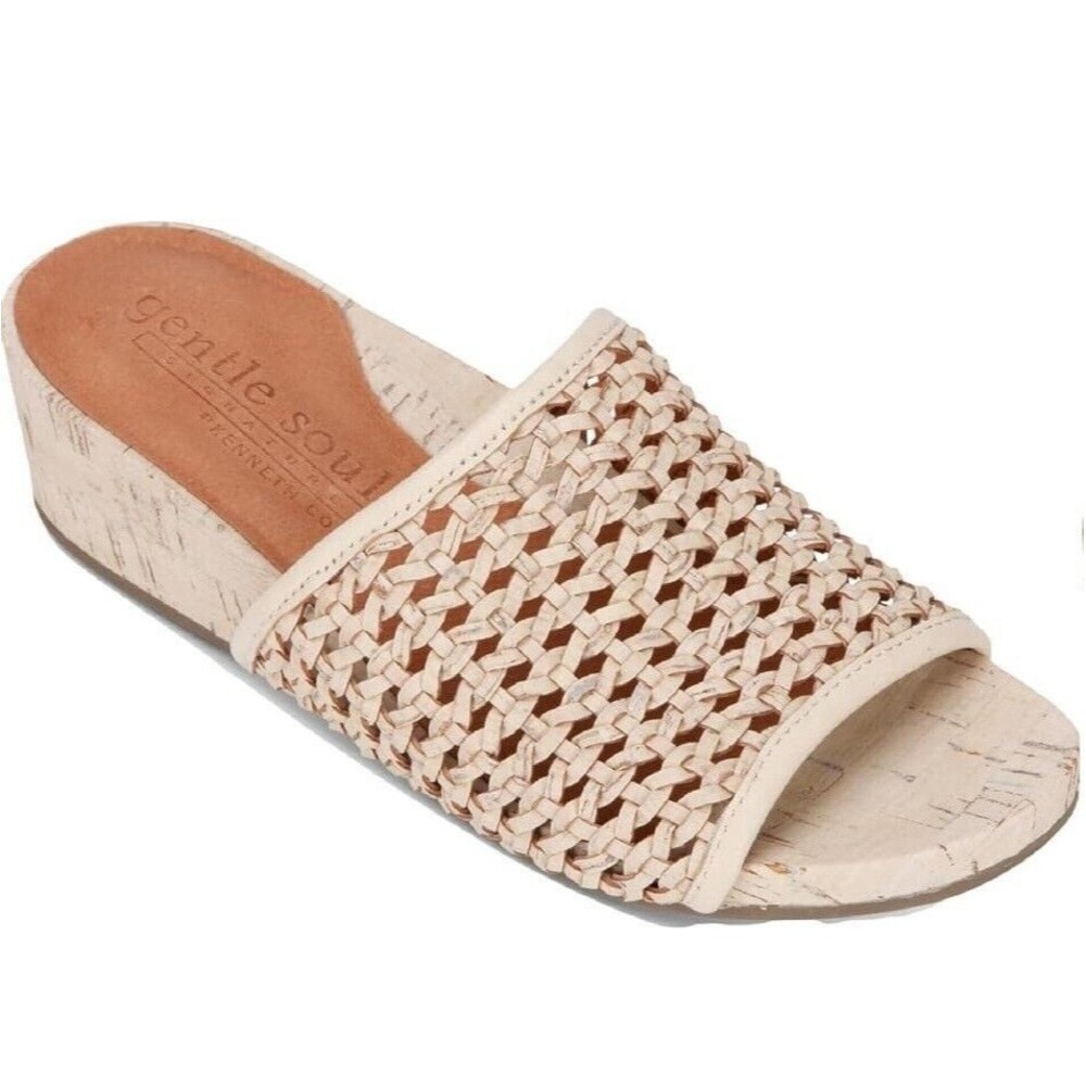 Kenneth Cole Womens 9.5 M White Giselle Wedge Slide Sandals NIB WH4
